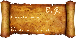 Boroska Géza névjegykártya